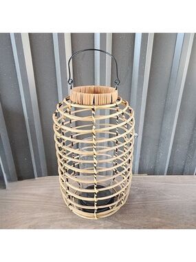 Kohl's Ivory Coast Rattan metal glass Extra large hurricane candle lantern
